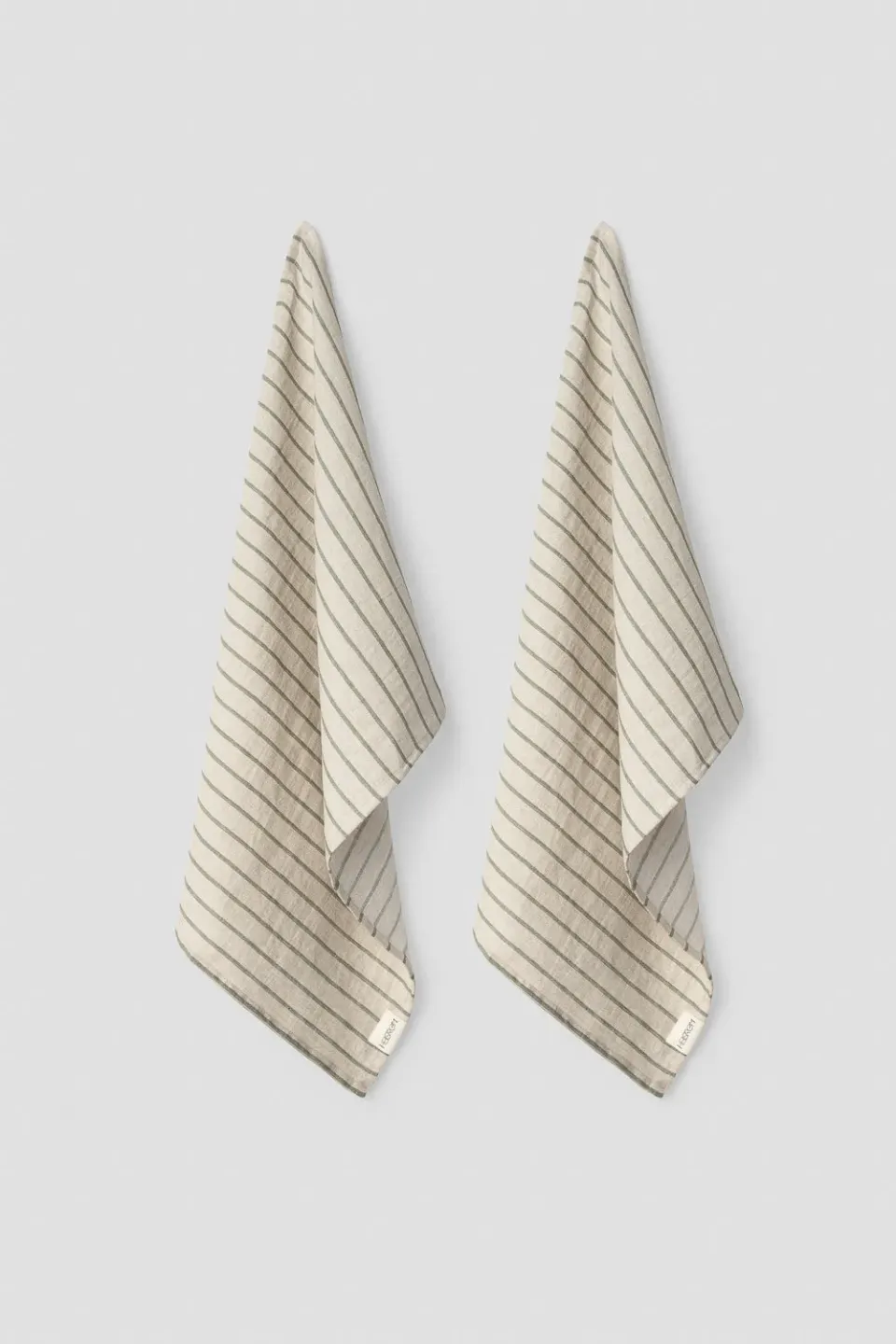 Hellstrøm kjøkkenhåndkle lin 2-pk beige grønn 50x70