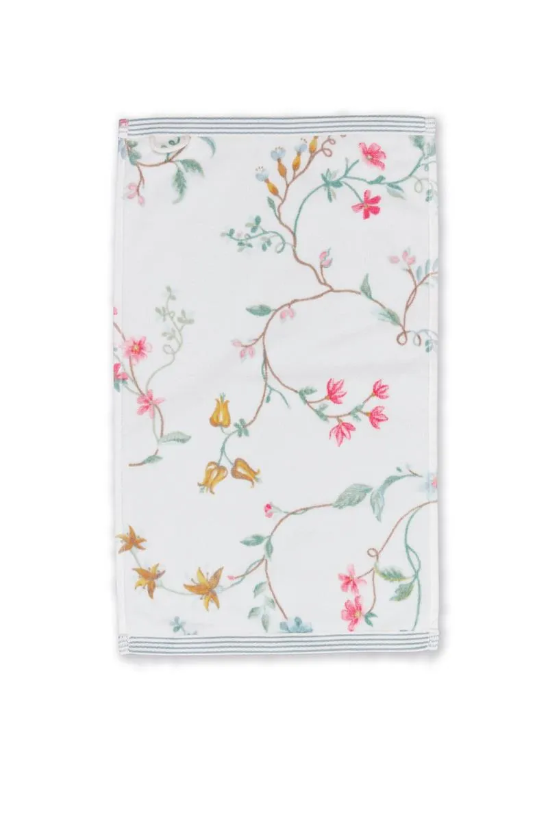 Pip Studio Les Fleurs vaskeklut hvit 22x16 blomster