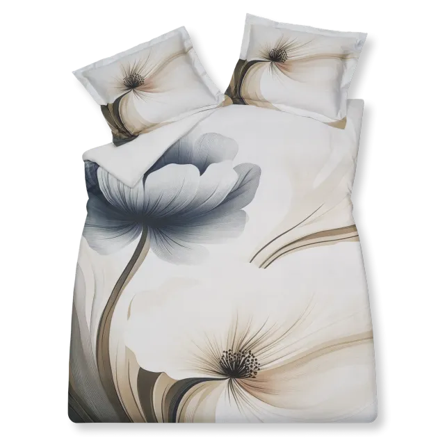 Vandyck Saffira dynetrekksett 140x200 krem blomster