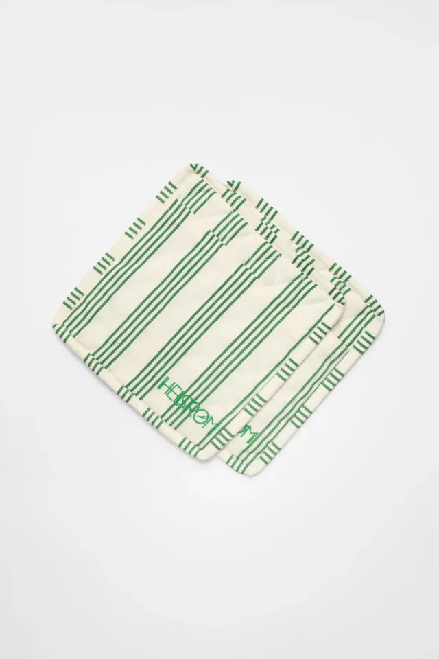 Hellstrøm Grytelapp med lomme 2-pk kremhvit grønn 21x21 cm