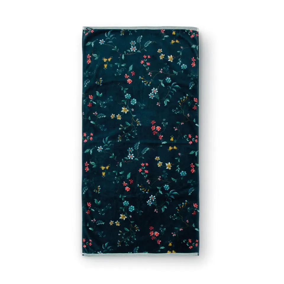 Pip Studio Les Fleurs vaskeklut 22x16 cm mørkeblå blomster