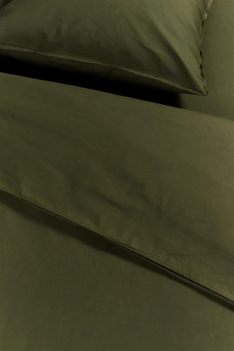 Ambiante Cotton Uni dynetrekk 140x200 olivengrønn bomull
