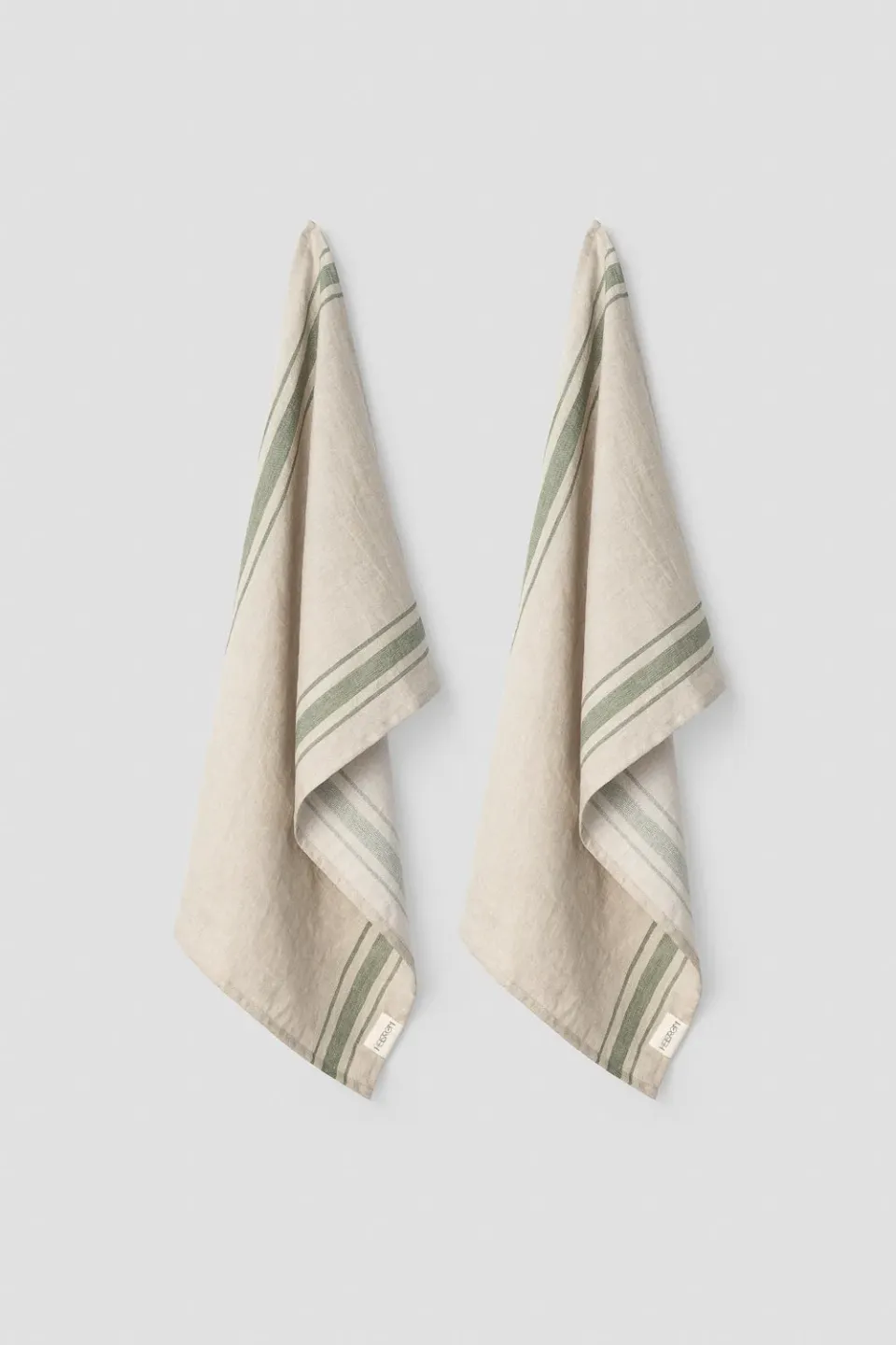 Hellstrøm kjøkkenhåndduk lin 2-pk 50x70 cm grønne striper