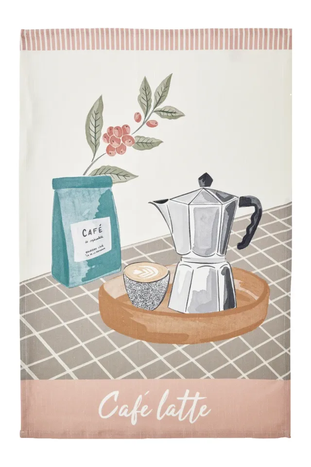 Coucke Café Latte kjøkkenhåndkle bomull lin beige 50x75