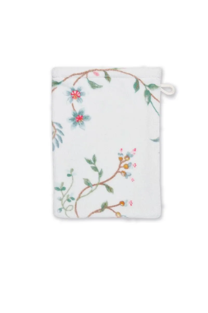 Pip Studio Les Fleurs vaskeklut hvit 22x16 blomster