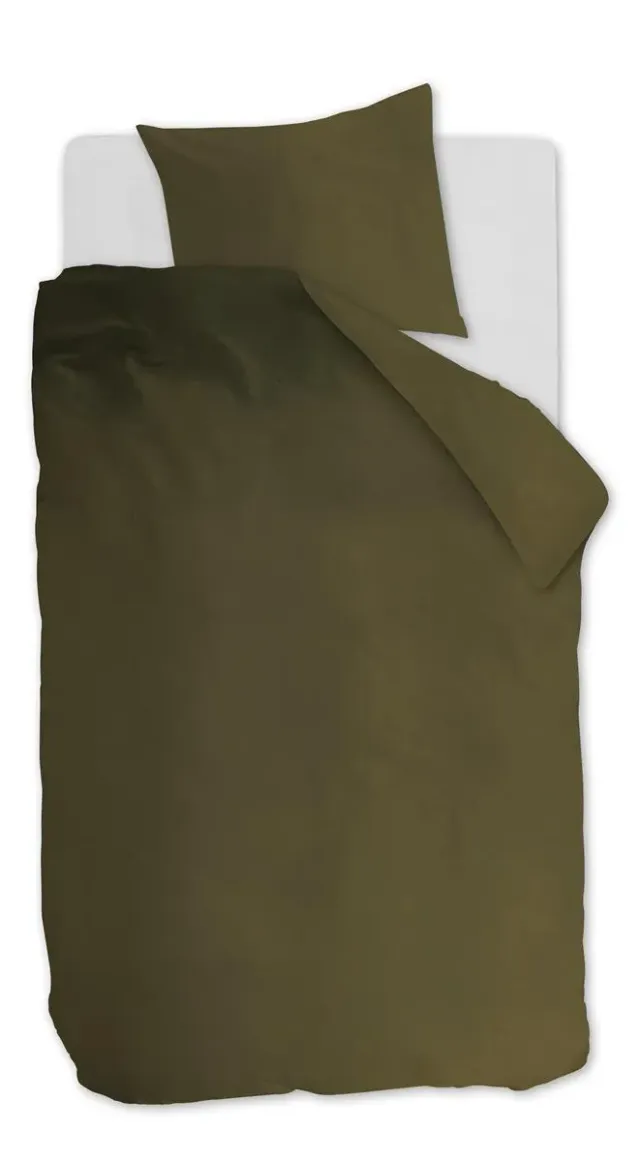 Ambiante Cotton Uni dynetrekk 140x200 olivengrønn bomull