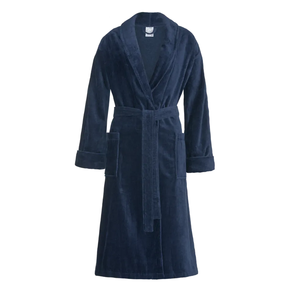 Vandyck Prestige Uni badekåpe navy – velur bomull