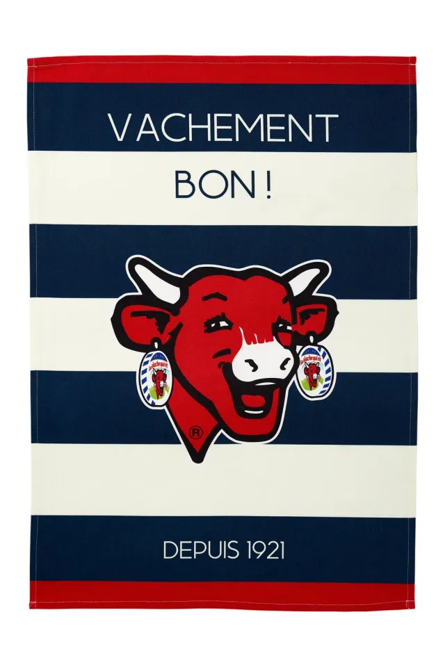 Coucke The Laughing Cow kjøkkenhåndkle blå 50x75 cm