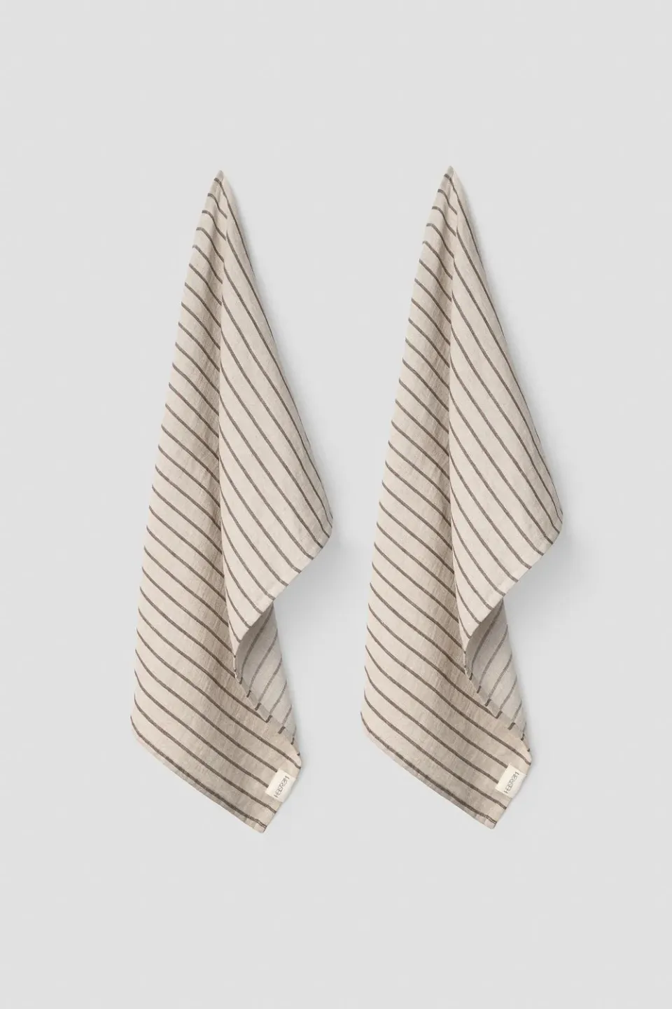 Hellstrøm Kjøkkenhåndduk lin 2-pk beige striper