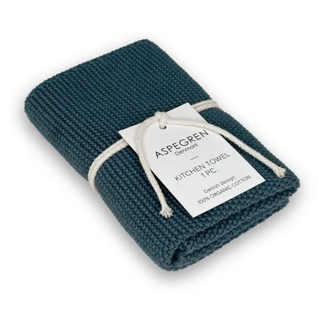 Aspegren Denmark Solid kjøkkenhåndkle 40x50 cm indigo strikk