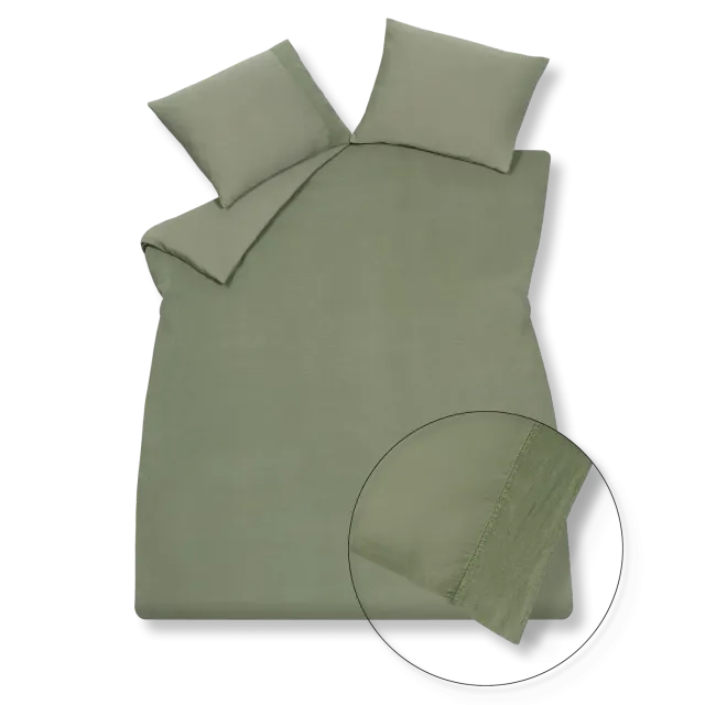 Vandyck Pure 07 sengesett earth green 140x200 lin/bomull